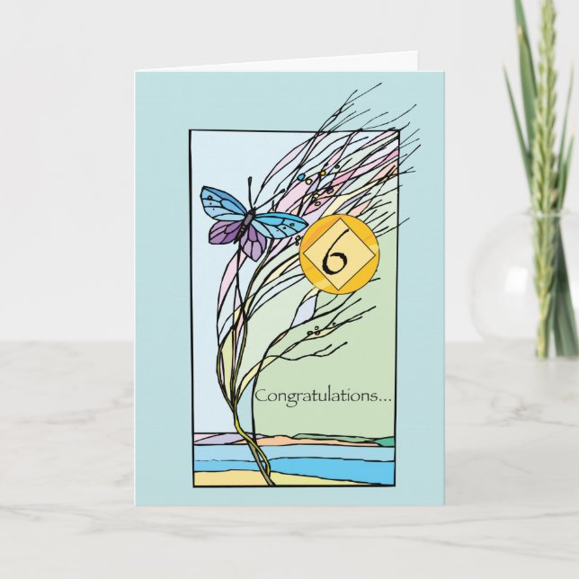 6e Yr. NA Recovery-årsdag varje dag som fjäril Kort (Framsida)