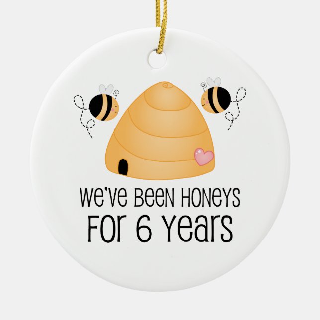 6eårsdagen kopplar ihop gåvan julgransprydnad keramik (Framsidan)