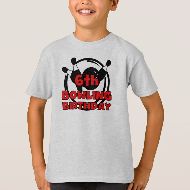 6ebowlingfödelsedag tee shirt (Framsida)