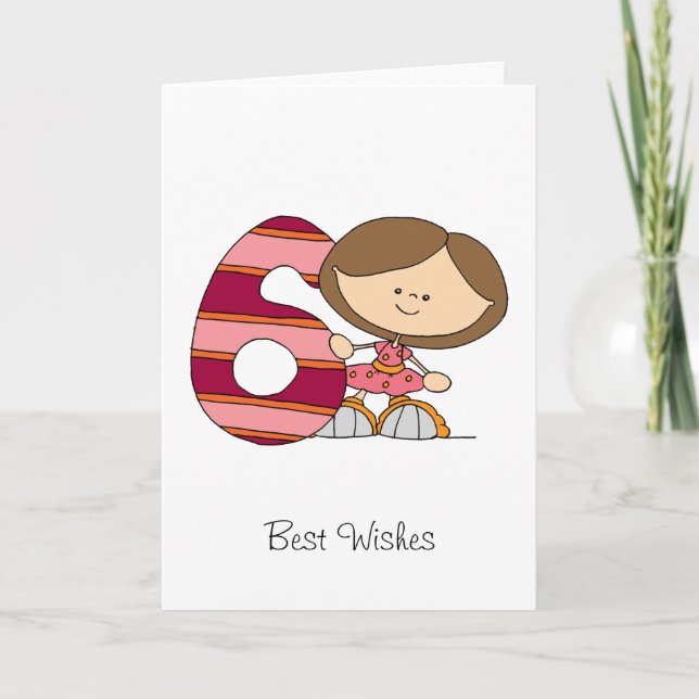 6efödelsedag - hälsningkort - flicka kort (Framsida)