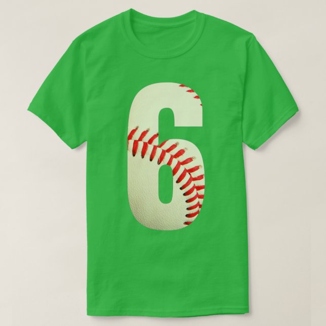 6th Birthday Baseball Big Number Six 6 Year Old Bo T Shirt (Design framsida)