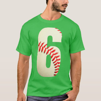 6th Birthday Baseball Big Number Six 6 Year Old Bo T Shirt