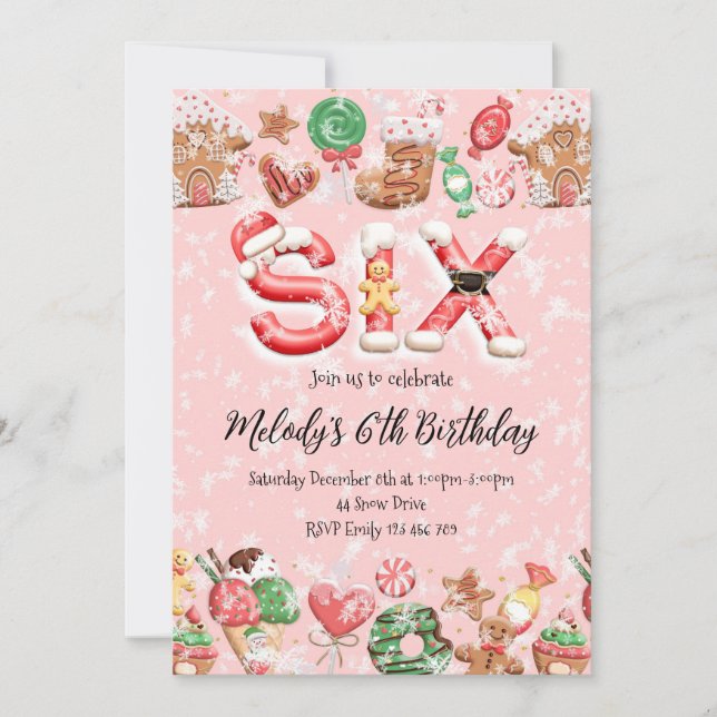 6th Birthday Christmas Party Invitation Inbjudningar (Framsida)