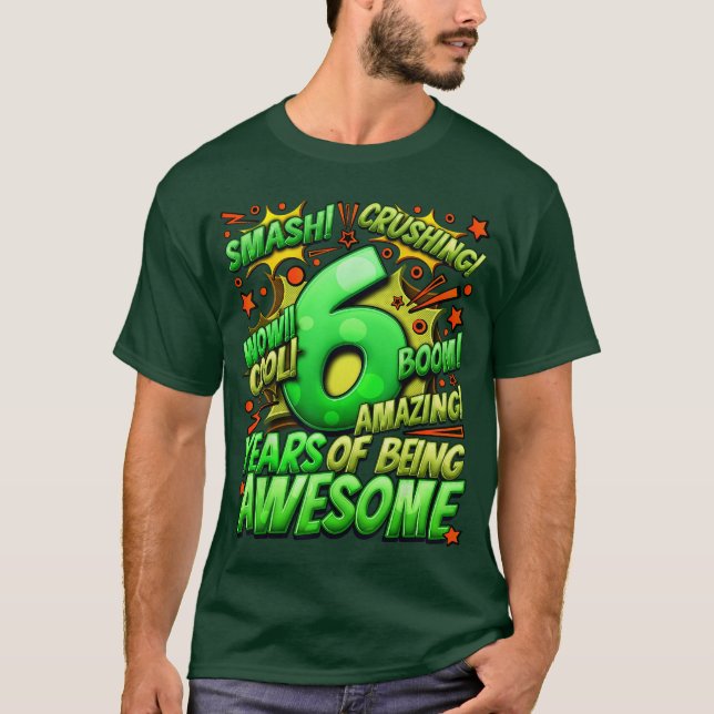 6th Birthday Comic Style Awesome Since 2017 6 Year T Shirt (Framsida)