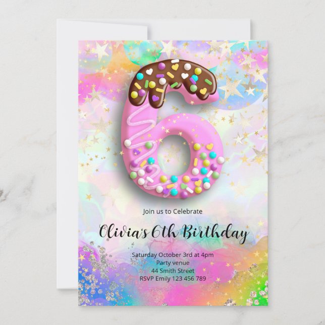 6th Birthday Girls Invitation Inbjudningar (Framsida)