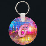 6th Birthday Party Gold Pink Glitter Disco Ball Nyckelring<br><div class="desc">Do you love the 80s dancing disco ball? The 70s disco ball? Look at our 6th Birthday Party Gold Pink Glitter Disco Ball keychain! Celebrate in style with our vibrant birthday disco ball keychain featuring a colorful gold mirror disco ball and dazzling typography with a digital glitter and gold effect....</div>