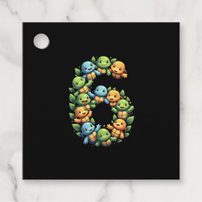 6th Birthday Sea Turtle Tortoise Theme Party 6 Yea Gåvor Etiketter (Framsida)