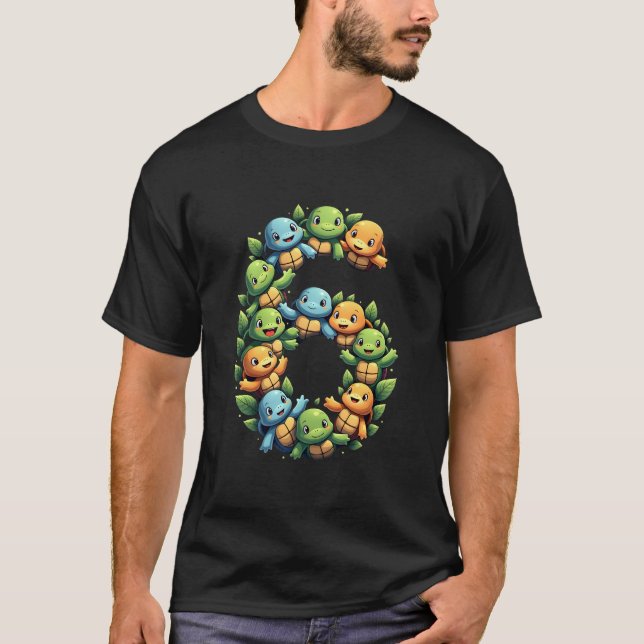 6th Birthday Sea Turtle Tortoise Theme Party 6 Yea T Shirt (Framsida)