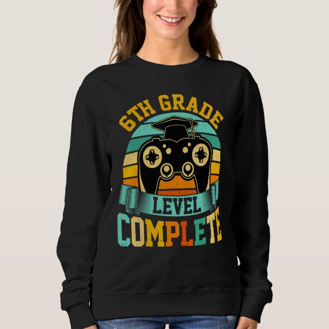 6th Grade Level Complete  Video Gaming Gamer Gradu T Shirt (Framsida)