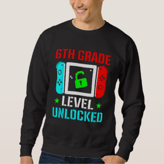 6th Grade Level Unlocked  Back To School Gamer Boy Lång Ärmad Tröja