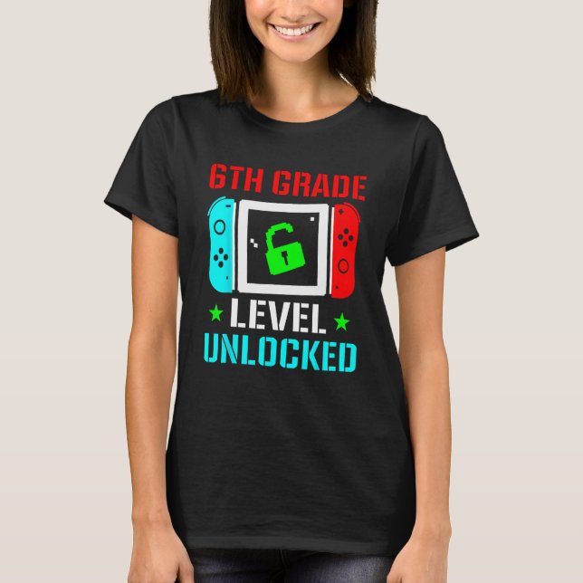 6th Grade Level Unlocked  Back To School Gamer Boy T Shirt (Framsida)