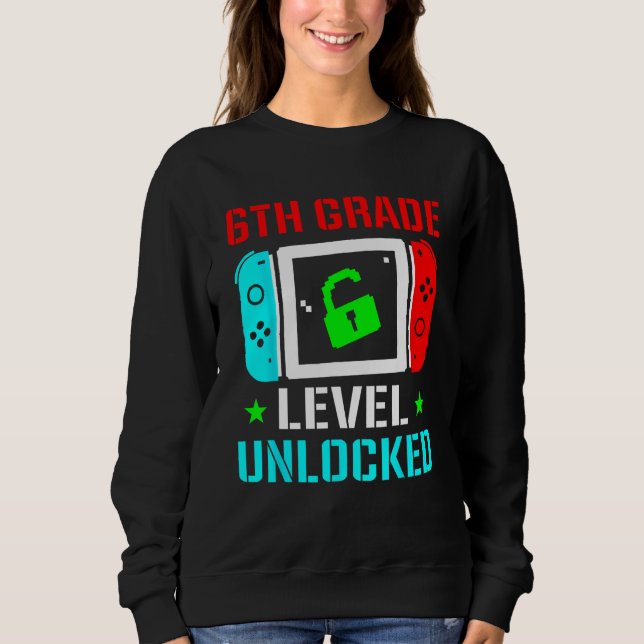6th Grade Level Unlocked  Back To School Gamer Boy T Shirt (Framsida)