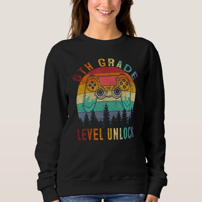 6th Grade Level Unlocked Video Game Back to School T Shirt (Framsida)