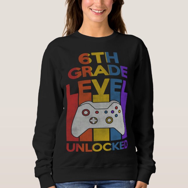 6th Grade Level Unlocked Video Gamer Back to Schoo T Shirt (Framsida)
