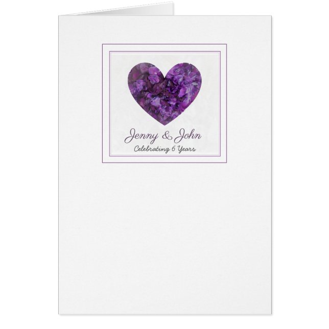 6th iron wedding anniversary purple heart hälsningskort (Framsidan)