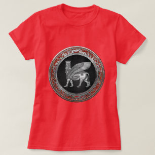 [700] Assyrian Winged Bull - Silver Lamassu T Shirt