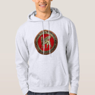 [700] Assyriansk vind Lejon - Guld Lamassu Hoodie