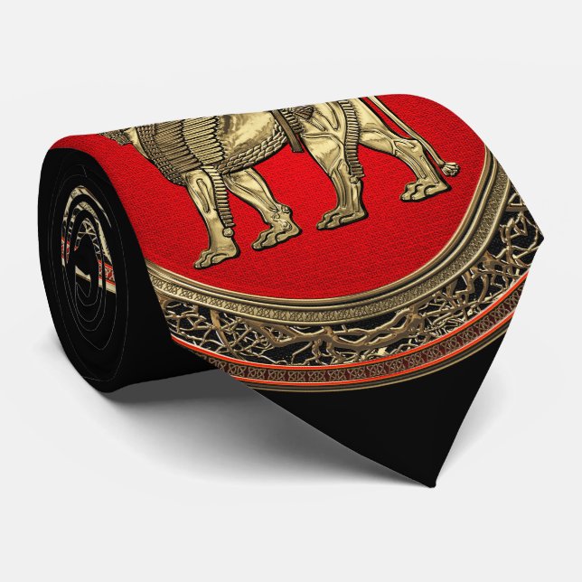 [700] Assyriansk vind Lejon - Guld Lamassu Slips (Rullad)