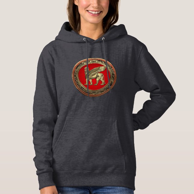 [700] Assyriansk vind Lejon - Guld Lamassu T Shirt (Framsida)