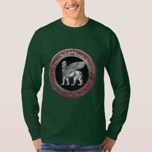 [700] Assyriansk vind Lejon - Silver Lamassu T Shirt