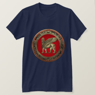 [700] Bevingat lejont för assyrier - guld- Lamass T Shirt