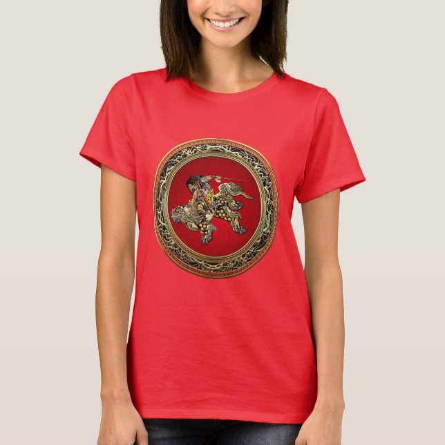 [700] Hokusai - Shoki Riding Shishi Lejon Tee (Framsida)