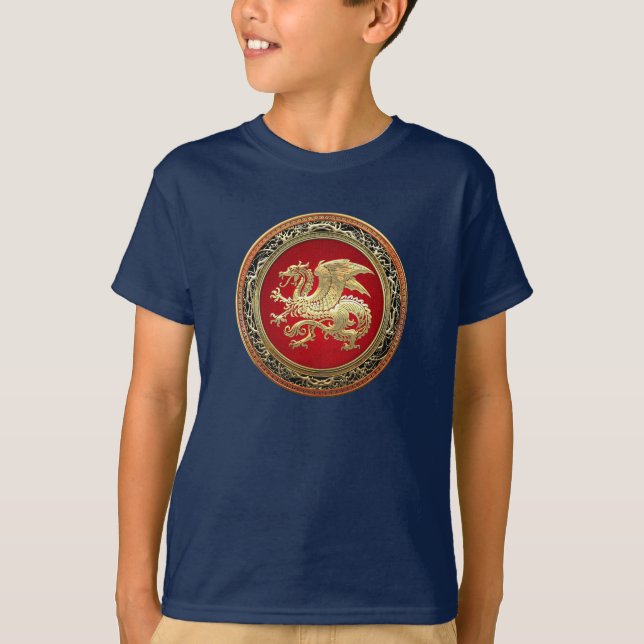 [700] Islands Dragon, Landvæ ttir [Guld] Tee Shirt (Framsida)