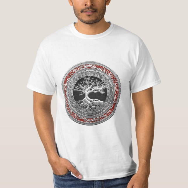 [700] Treasure Trove: Celtic Livets träd [Silver] Tee Shirt (Framsida)