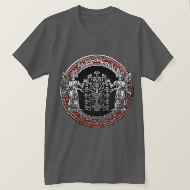 [700] Två silver Ninurtas med livets träd T Shirt (Design framsida)