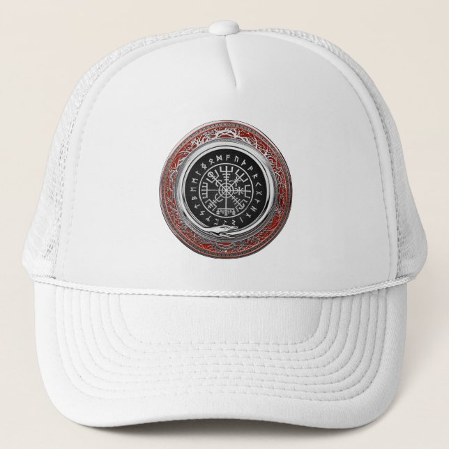 [700] Vegvisir - Viking Silver Magic Runic Compass Keps (Framsida)