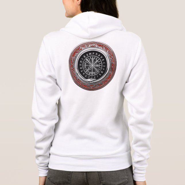 [700] Vegvisir - Viking Silver Magic Runic Compass T Shirt (Baksida)