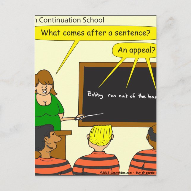 703 kommer efter en tecknad om avkunnad dom vykort (Framsida)