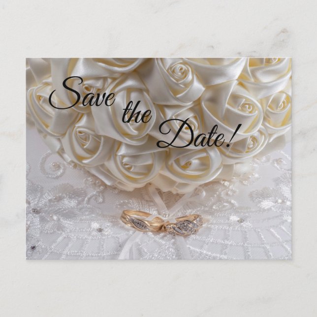 7060-Bröllop Bouquet & Ringar Vykort (Framsida)