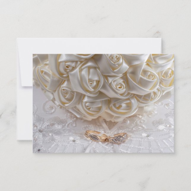 7060-Bryllopsbukett med vigselringar Inbjudningar (Framsida)