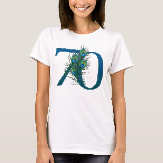 70/70th numrerar födelsedag eller årsdag t-shirt (Framsida)