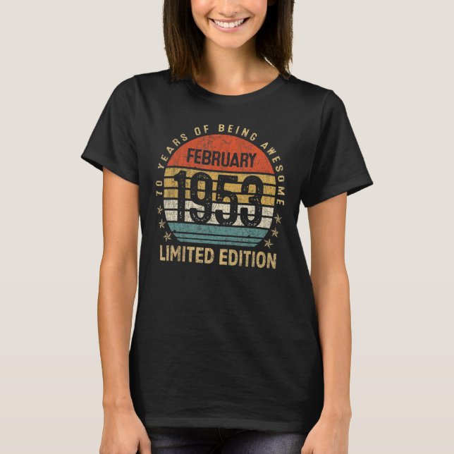 70 Ålderfebruari 1953 70:e födelsedagen T Shirt (Framsida)