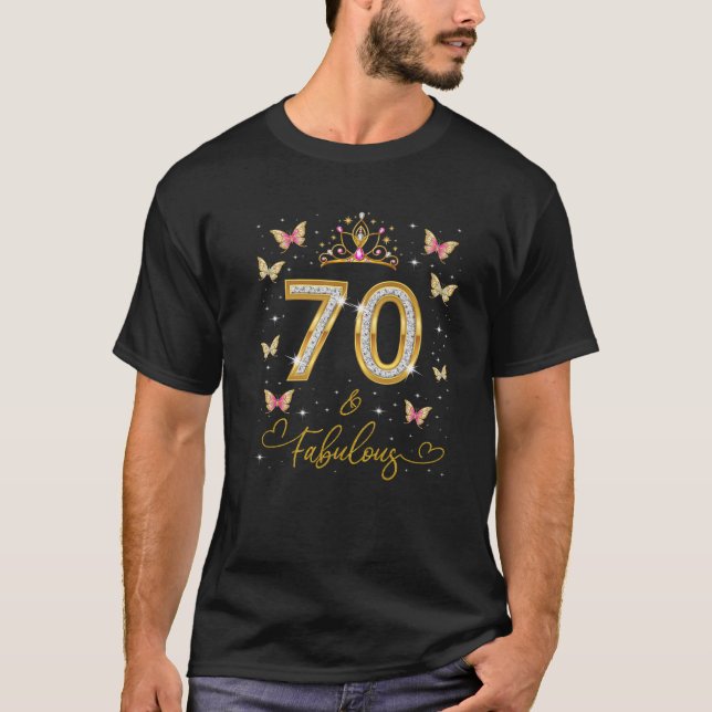 70 And Fabulous 70 Years Old Women 70Th Birthday Q T Shirt (Framsida)