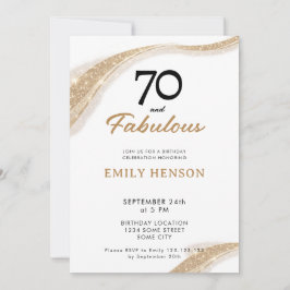 70 and Fabulous Gold 70th Birthday Invitation Inbjudningar