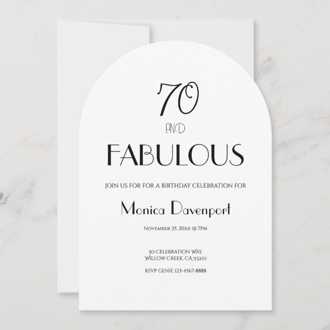 70 and Fabulous Seventy Birthday Invitation Inbjudningar (Framsida)