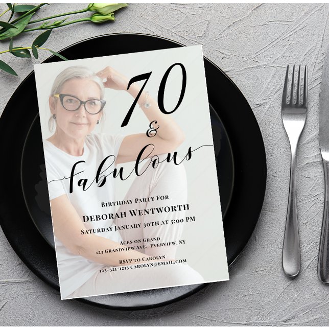 70 and Fabulous Sixtieth Birthday Photo Script Inv Inbjudningar (Skapare uppladdad)