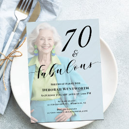 70 and Fabulous Sixtieth Birthday Photo Script Inv Inbjudningar