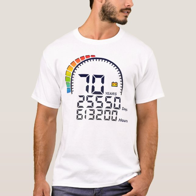 70 ans years compteur anniversaire days hours vite t shirt (Framsida)