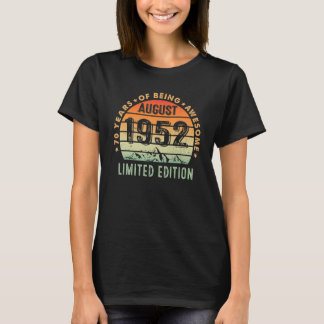 70 år gammal Fantastisk sedan augusti 1952 70:e fö T Shirt