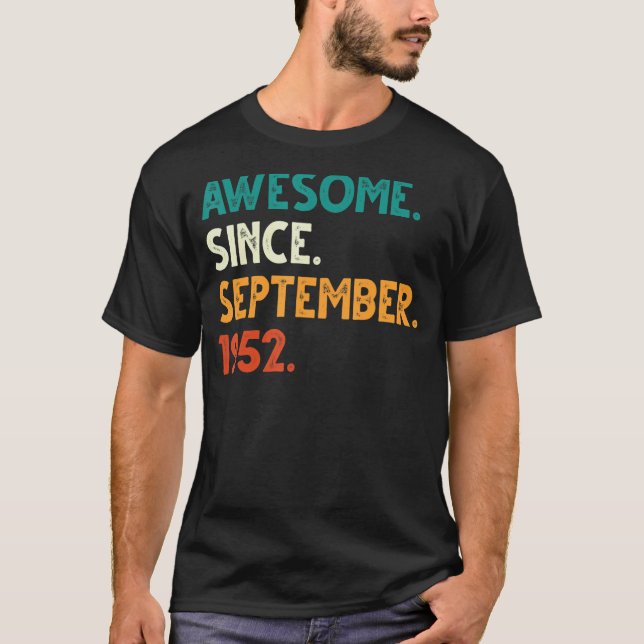 70 år gammal Fantastisk sedan september 1952 70 år T Shirt (Framsida)