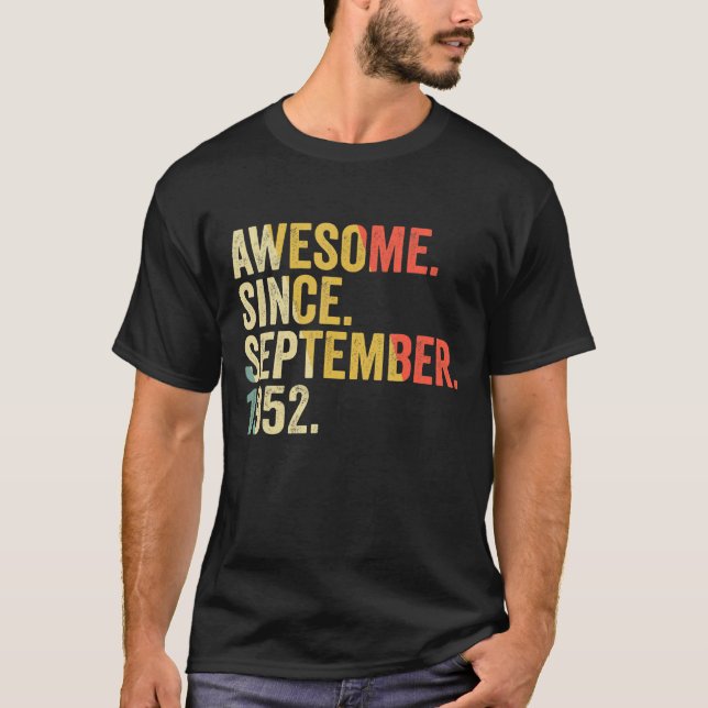 70 år gammal Fantastisk sedan september 1952 70 år T Shirt (Framsida)