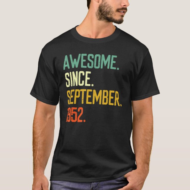 70 år gammal Fantastisk sedan september 1952 70 år T Shirt (Framsida)