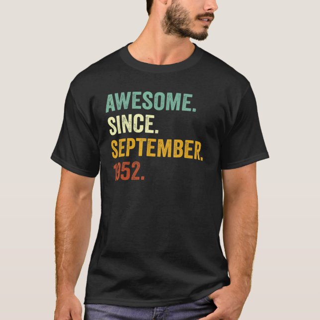 70 år gammal Fantastisk sedan september 1952 70:e  T Shirt (Framsida)