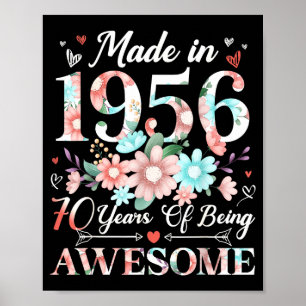 70 år gammal tillverkad 1956 blomstergivare 70-års poster
