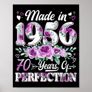 70 år gammal tillverkad 1956 floral 70-årsdag kvin poster