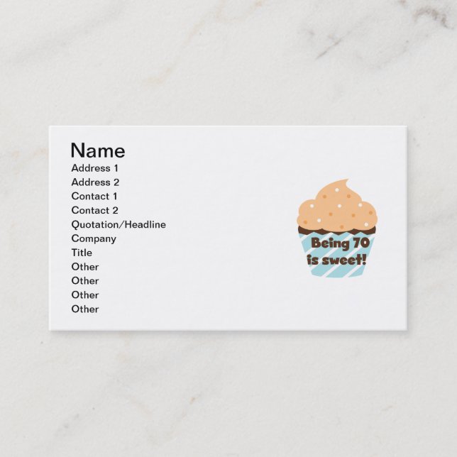 70 är T-tröjor och gåvor från sötfödelsedagen Visitkort (Framsida)